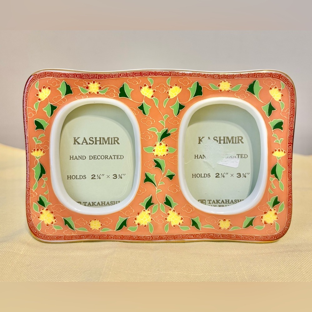 Kashmir Takahashi 1981 Hand Decorated Double Photo Frame Made In Japan